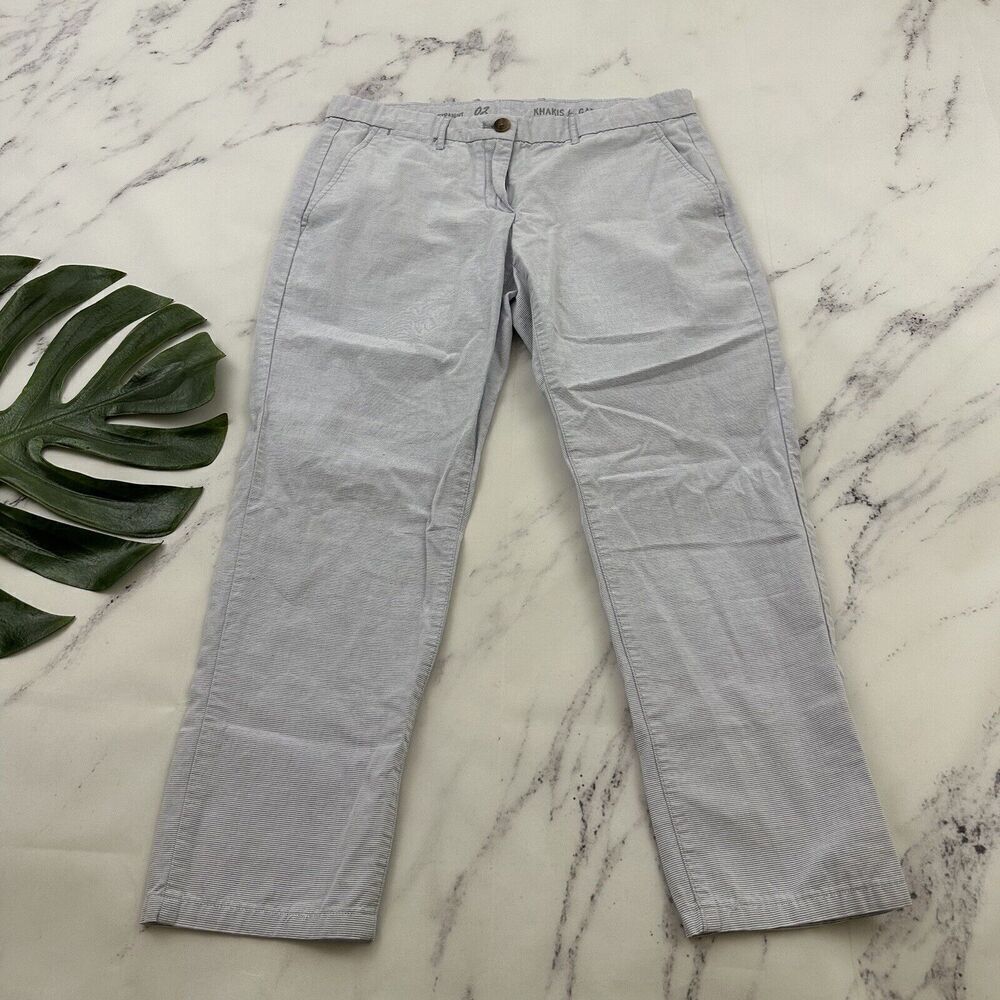 Khakis By Gap Womens Broken In Straight Leg Pant Size 2 Blue White Micro Stripe